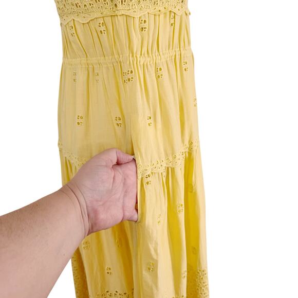 NWT Ulla Johnson Isadore Midi Dress Yellow Eyelet Preppy Beach Party Size 2 - Picture 5 of 16